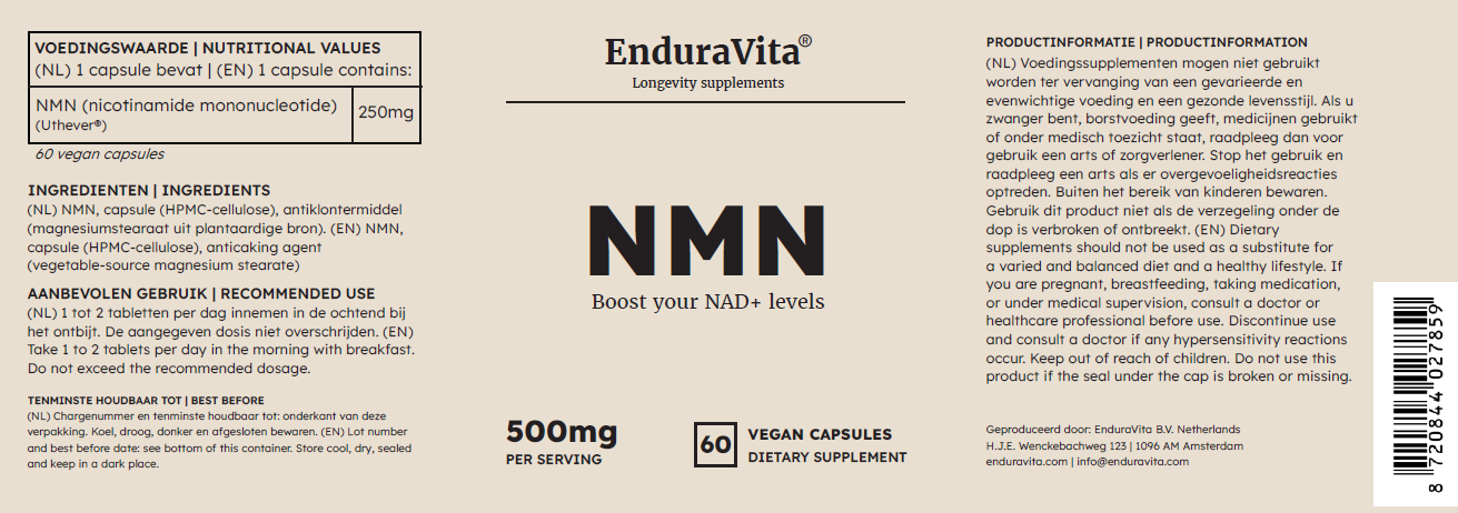 NMN 60x250mg – 99,8 % Reinheit